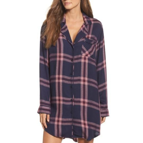 Rails Plaid Sleep Shirt Admiral Cranberry Melange Size XS - Picture 1 of 10